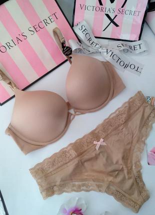 Комплект білизни victoria's secret original bombshell 34c 75c l базовий бежевий