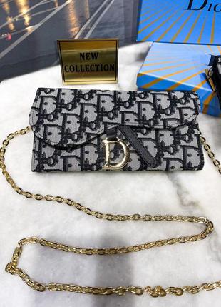 Жіночий гаманець клатч сумочка на довгому ланцюжку в стилі dior діор