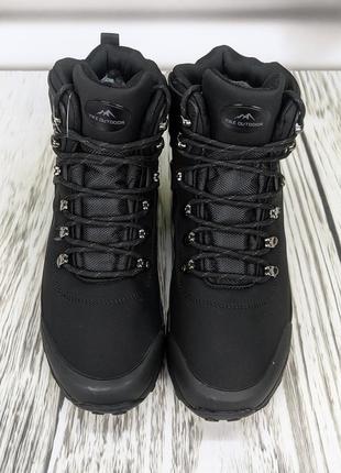 Ботинки мужские зимние спортивного типа кроссовки на меху эко-нубук черные yike8 фото