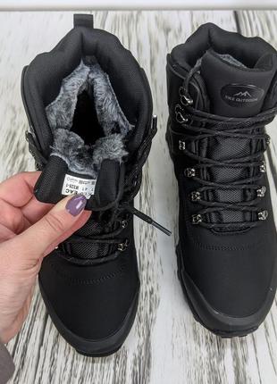 Ботинки мужские зимние спортивного типа кроссовки на меху эко-нубук черные yike7 фото