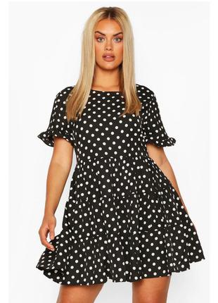 Boohoo платье со сборками в горошек из коллекции «плюс сайз»  арт 17