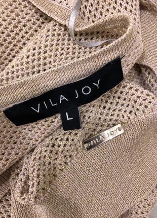 Vila joy , ажурный кардиган сеточка, блузочный рукав , золотистый люрекс7 фото