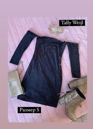 Платье вечернее чёрное в разноцветный точки tally weijl