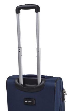 Текстильна дорожня валіза на коліщатках s 54х35х20 см wings 214 розмір s (ручна поклажа) синій6 фото