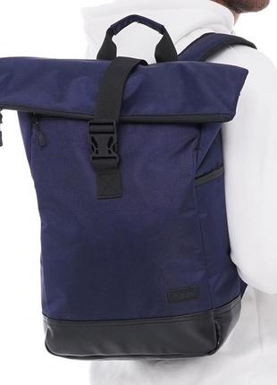 Стильний рюкзак на кожен день, міський roll синього кольору зі щільного матеріалу поліестер