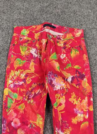 Vintage ralph lauren bright  jeans pattern of flowers приталенные женские джинсы. яркие узоры цветов3 фото