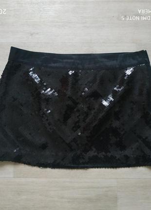 Юбка в пайетках,блестящая,рыбья чешуя р.46-48