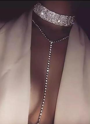 Чокер в каменях ланцюжок кольє намисто багатошаровий підвіска хіт тренд