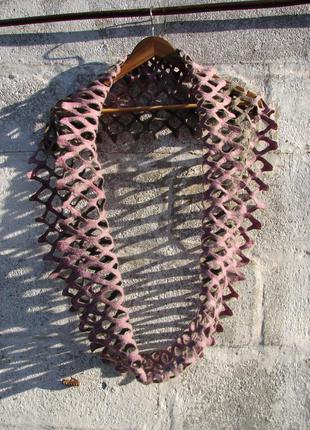 Снуд, (круговой шарф, труба, хомут) женский, двусторонний, сетчатый2 фото
