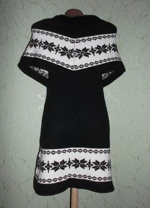 Платье туника  мини тепленькое черное арнамент р. s - m - miss real4 фото