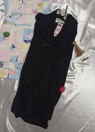 Чорна сукня на запах з шнурівками boohoo1 фото