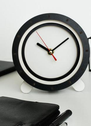 Годинник чорно-білий круглий годинник годинник для стола чорний на годиннику годинник без цифр годинник кварцовий годинник 15 см