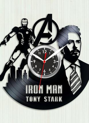 Часы iron man часы настенные железный человек тони старк силуэт tony stark часы виниловые супергерой марвел