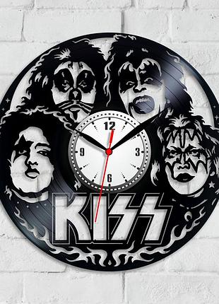 Kiss група часы виниловые подарок для поклонника музика черные часы кисс кварцовый механизм тихий ход часов