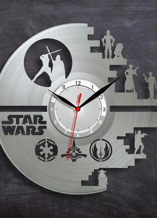 Star wars часы в цвете серебра звездные войны часы с винила декор в комнату часы на стену звездные войны часы