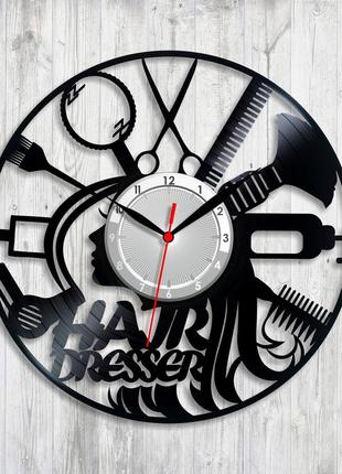 Годинник парикмахер настінний годинник для салонів вініловий годинник парикмахерський аксесуари тихий кварцовий механізм6 фото