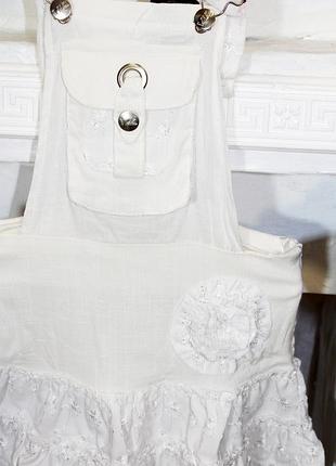 Сарафан на дівчинку льон білий 2