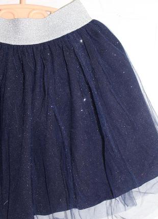 Детская нарядная юбка для девочки синяя2 фото