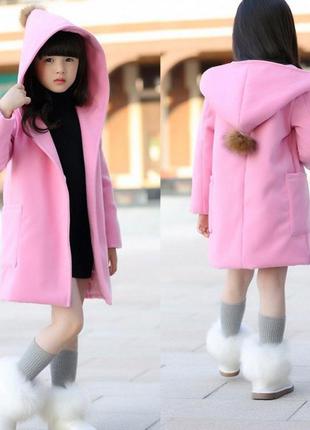 Детское кашемировое пальто для девочки с капюшоном4 фото
