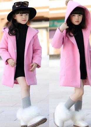 Детское кашемировое пальто для девочки с капюшоном2 фото