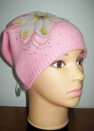 Зимова шапка на флисовой підбивці для дівчинки підлітка