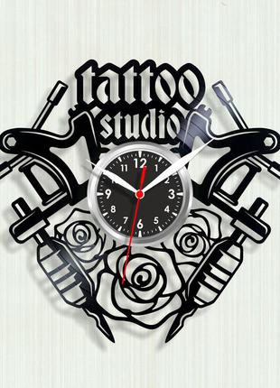 Татувалка годинник настінний годинник із вінілу рельєфний годинник годинник тату годинник для салону татуювань кварцовий годинник1 фото