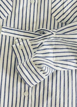 Сукня сорочка туніка блуза жіноча літнє стильна пляж тренд базова подовжена модна натуральна довгий рукав смужка коттон7 фото
