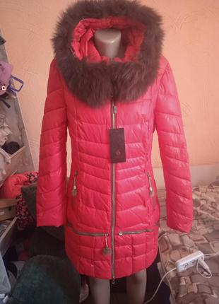 Женская зимняя курточка 44-46 размер, натуральный мех