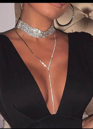 Чокер вечерний серебро колье ожерелье2 фото