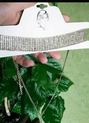 Чокер вечерний серебро колье ожерелье3 фото