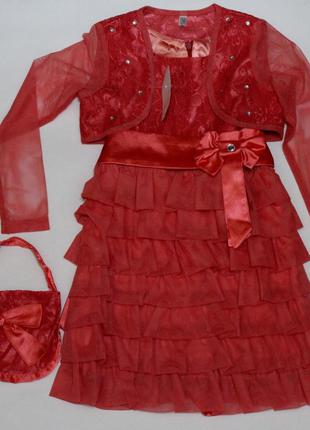 Нове красиве святкове сукня + болеро і сумочка р. 80-116