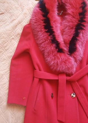 Італійське кашемірове пальто з хутром3 фото