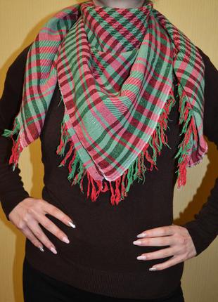 Арафатка шемаг платок косынка шарф клетка красная с зеленым2 фото