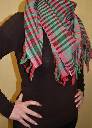 Арафатка шемаг платок косынка шарф клетка красная с зеленым3 фото