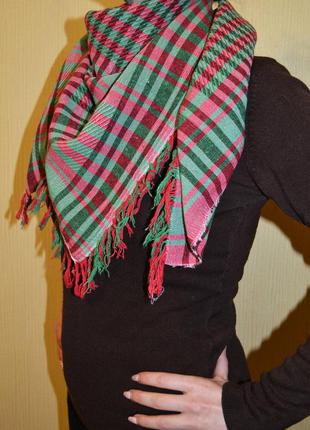 Арафатка шемаг платок косынка шарф клетка красная с зеленым4 фото