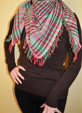Арафатка шемаг платок косынка шарф клетка красная с зеленым5 фото