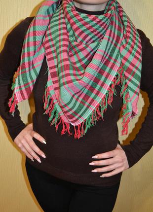 Арафатка шемаг платок косынка шарф клетка красная с зеленым6 фото