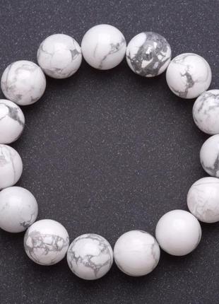 Браслет з натурального каменю кахолонг на гумці