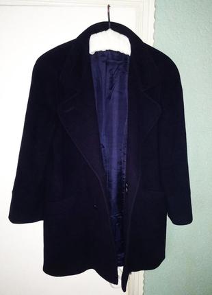 Полу пальто женское кашемир шерсть тёмно синие / пальто женское шерсть кашемир тёмно синие3 фото