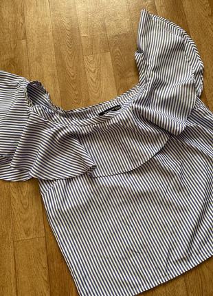 Блуза в полоску с рюшами8 фото