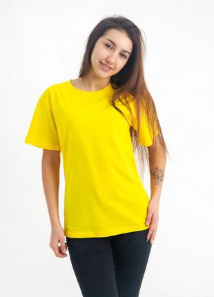 Жіноча футболка жовта, бавовна 100%, якісні дитячі та дорослі футболки оптом