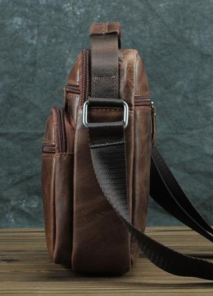 Кожаная повседневная деловая мужская сумка из натуральной кожи. коричневая3 фото