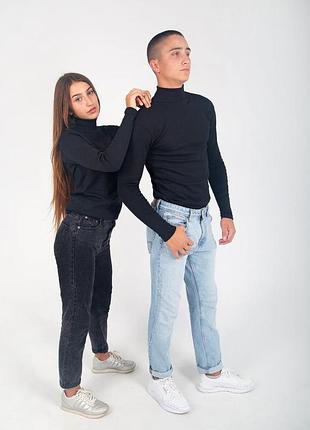 Женская водолазка черная теплая, измельченная с начесом, гольф женский черного цвета