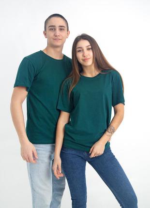 Жіноча темно зелена футболка, бавовна 100%, щільність 160 , футболки з нанесенням логотипів1 фото