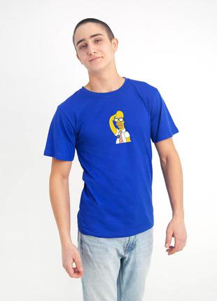Синя Футболка сімпсони, бавовна 100%, щільність 160 , дизайнерська футболка гомер сімпсон2 фото