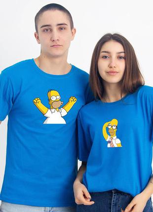 Футболка голубая  симпсоны, хлопок 100% плотность 160 , дизайнерская футболка гомер симпсон1 фото