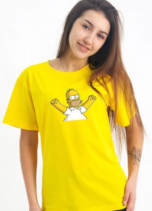 Желтая футболка симпсоны , хлопок 100% , дизайнерская футболка гомер симпсон2 фото