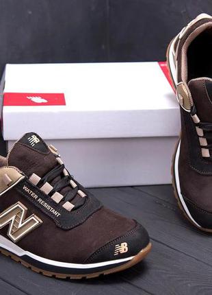 Мужские кожаные кроссовки nb clasic brown4 фото