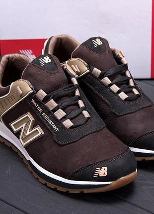 Мужские кожаные кроссовки nb clasic brown2 фото