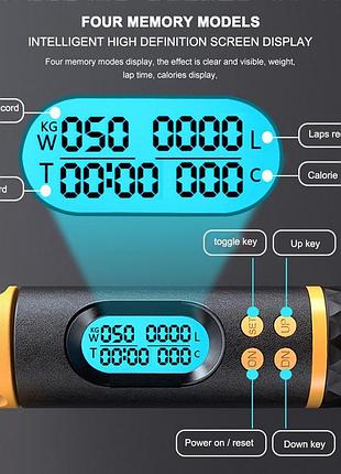 Умная скоростная скакалка на подшипниках с электронным счетчиком прыжков, калорий и...